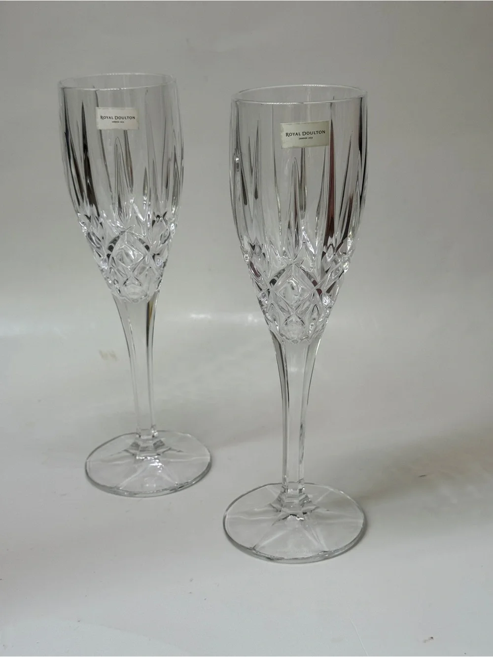 Royal Doulton London 1815 cut crystal champagne flutes